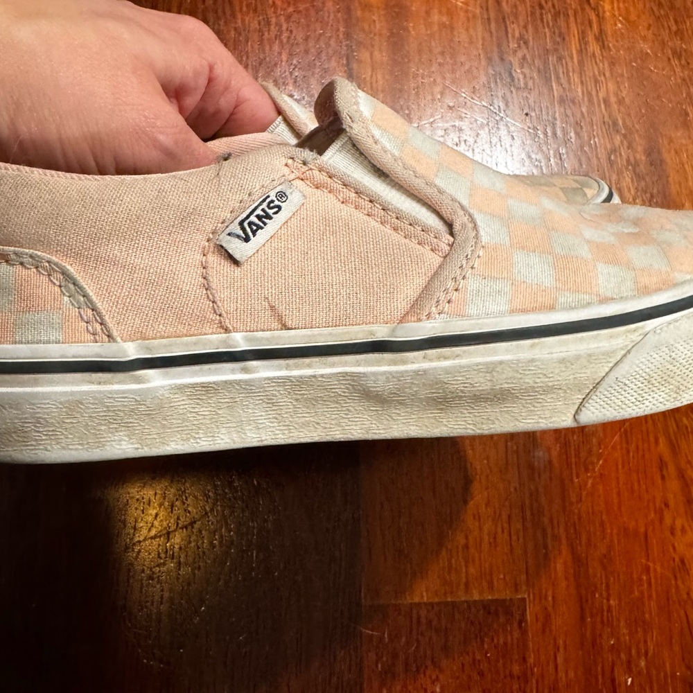 Vans Kids Peach and White Checkered Sneakers